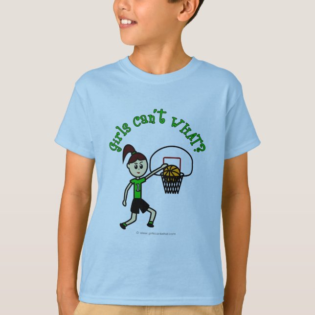 Basketboll för Ljust grönt flickor T Shirt (Framsida)