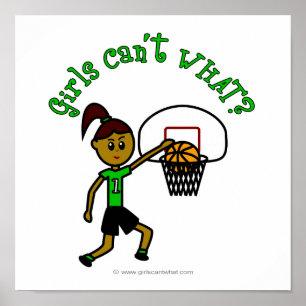 Basketboll för Mörk grönt flickor Poster