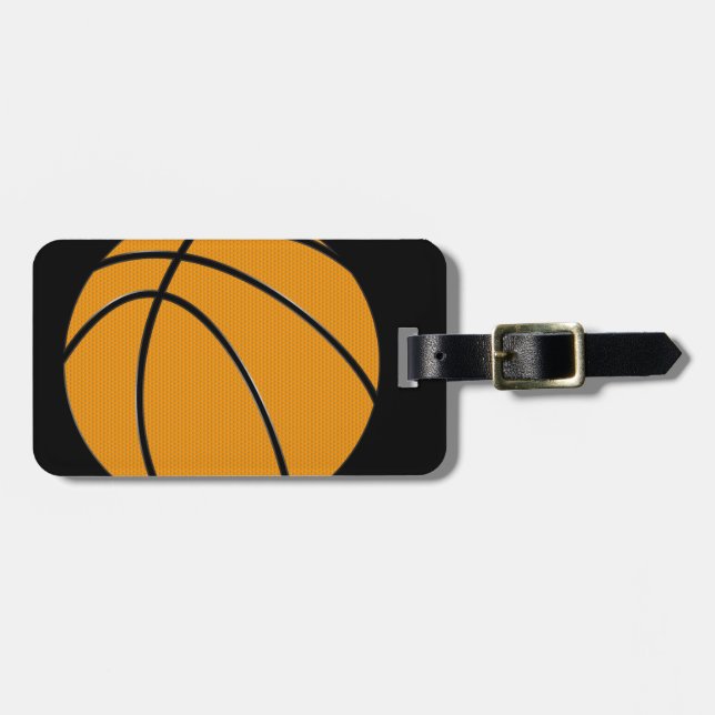 Basketboll för orange med svart bakgrund bagagebricka (Horisontell Framsida)