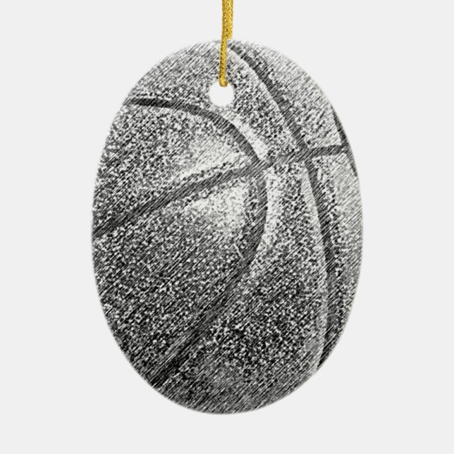 Basketboll för penneffekt julgransprydnad keramik (Framsidan)