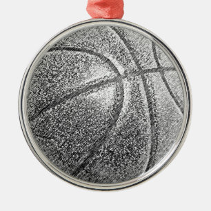Basketboll för penneffekt julgransprydnad metall
