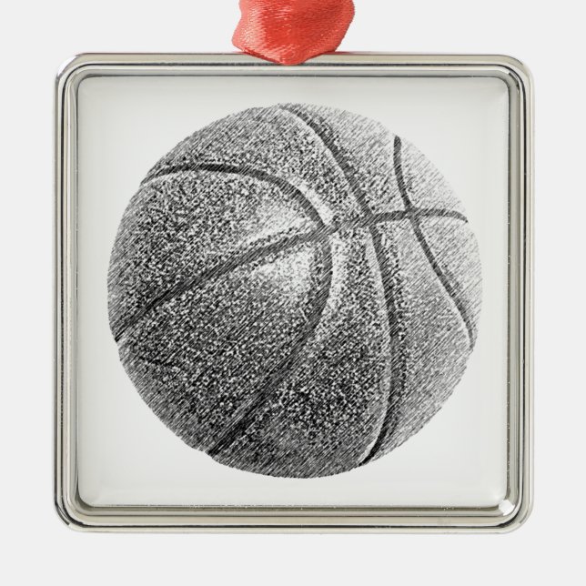 Basketboll för penneffekt julgransprydnad metall (Framsidan)