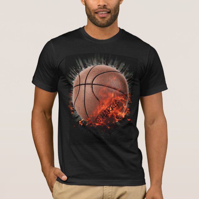 Basketboll för personlig vid brand t shirt (Framsida)