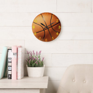 Basketboll för stor Orange, väggklocka