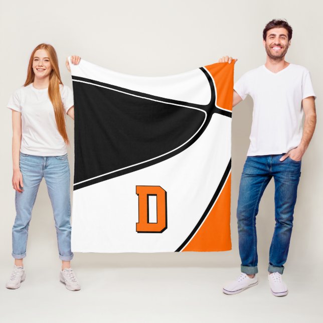 Basketboll för svart orange, färg-pojkar flickor fleecefilt (På plats)