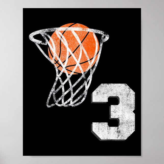Basketboll för tre 3 år gamla pojkar Kid Poster (Framsidan)