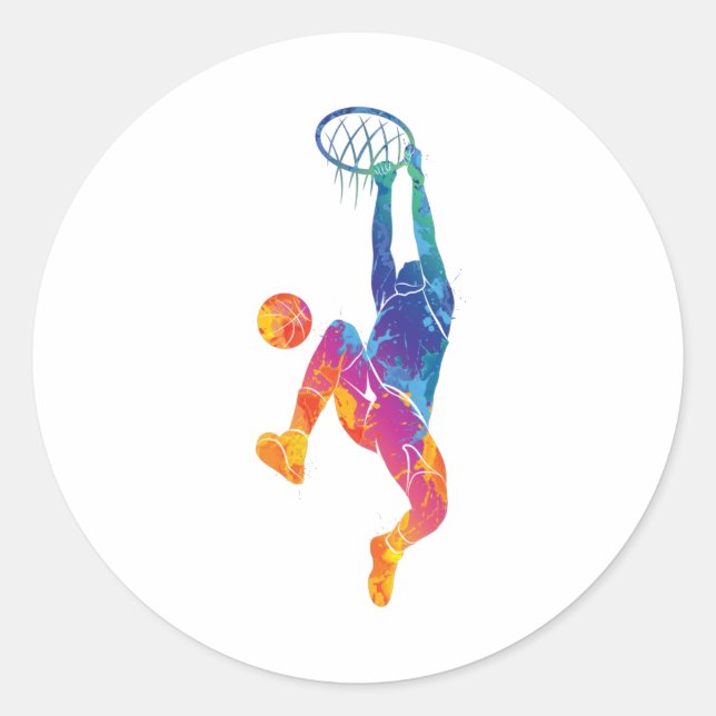 Basketboll för vattenfärg runt klistermärke (Framsida)