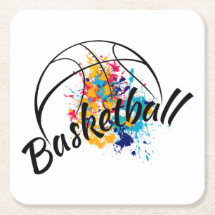 Basketboll för vattenfärg underlägg papper kvadrat