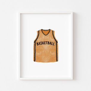 Basketboll för vattenfärg, vintage poster