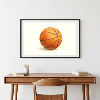 Basketboll för vintage Stil-vattenfärg Poster
