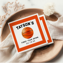 Basketboll första året nedåt 1:a födelsedag pappersservett