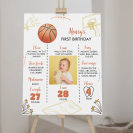 Basketboll första födelsedag - milstolpstecken poster