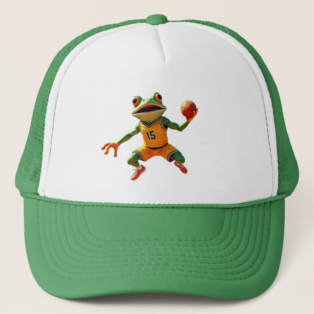 Basketboll Frog grönt och vit truckerkeps (Framsida)