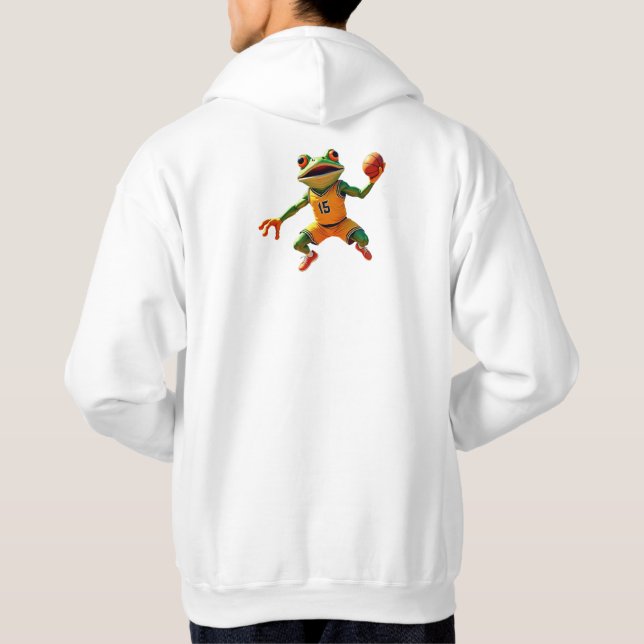 Basketboll Frog manar white hooded sweatshirt back (Baksida)