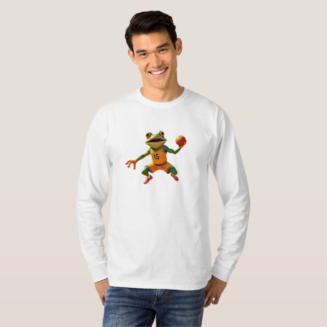 Basketboll Frog manar white långärmad T-shirt (Hel framsida)