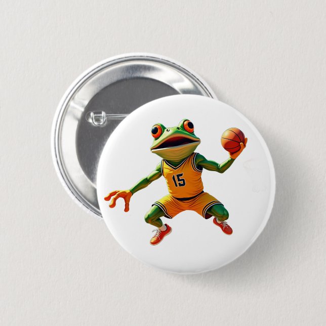 Basketboll Frog vit knapp (Framsida & baksida)