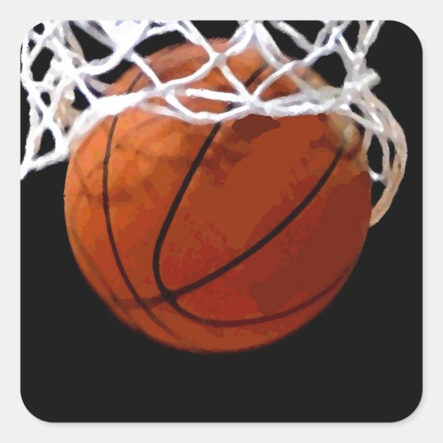 Basketboll Fyrkantigt Klistermärke (Framsida)