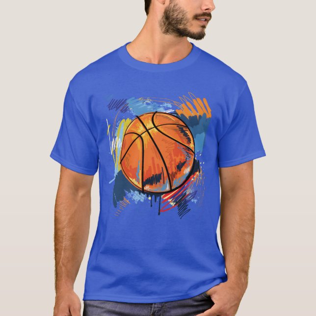 Basketboll graffiti konst vän t shirt (Framsida)