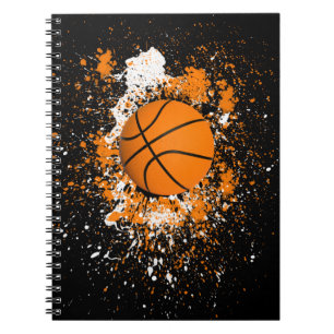 Basketboll Grunge Färgfläckar Orange Svart Cool Anteckningsbok