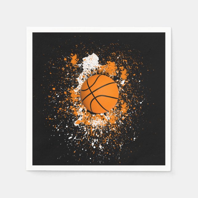 Basketboll Grunge Fläckig Orange Svart Pappersservett (Framsidan)