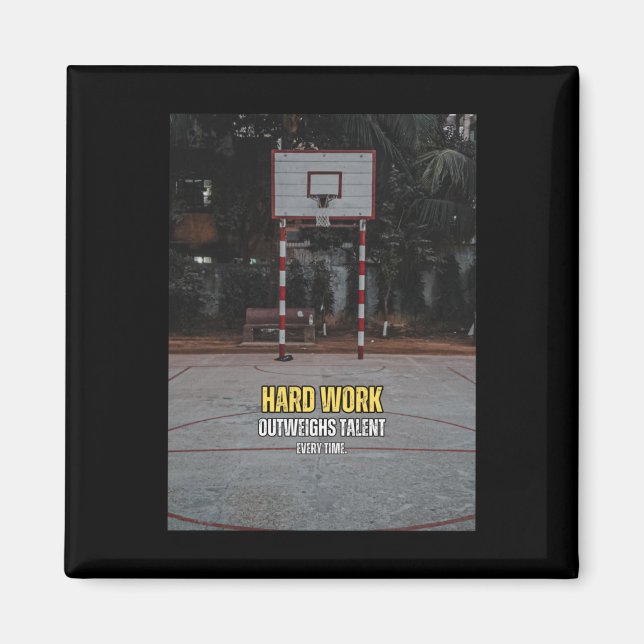 Basketboll - hård arbetsmobilitetsoffert magnet (Framsidan)