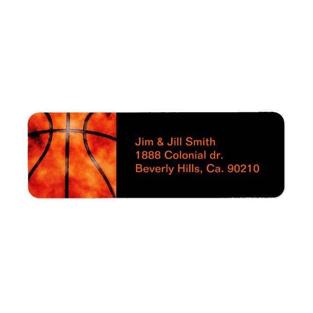 Basketboll hela dagen Grunge Stil Returadress Etikett (Framsidan)