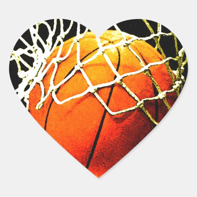 Basketboll Hjärtformat Klistermärke (Framsida)