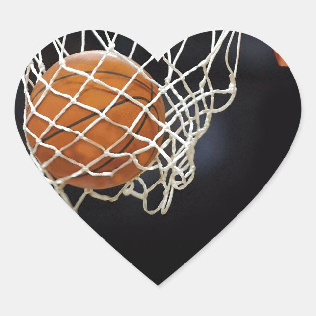 Basketboll Hjärtformat Klistermärke (Framsida)