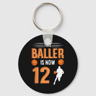 Basketboll i 12:e på födelsedagen - den här bollen nyckelring