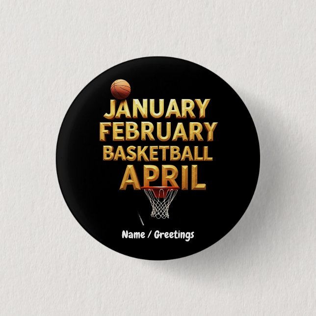 Basketboll i april - coola i januari knapp (Framsida)