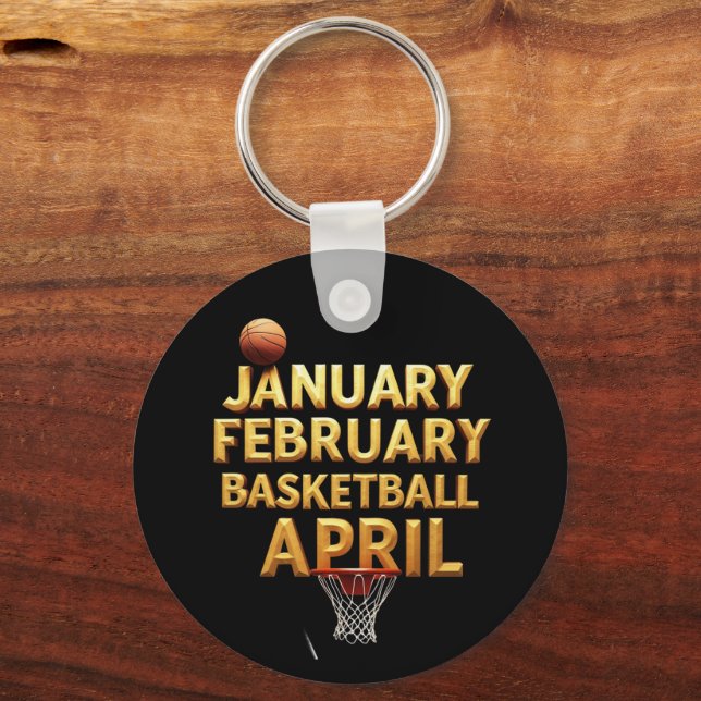 Basketboll i april - coola i januari nyckelring (Framsida)
