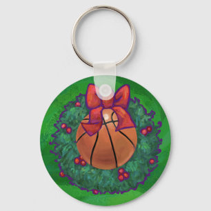 Basketboll i julfransen nyckelring