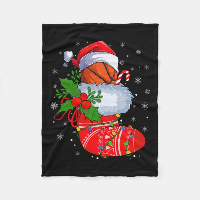 Basketboll i julklapp Santa Basketba Fleecefilt (Framsidan)