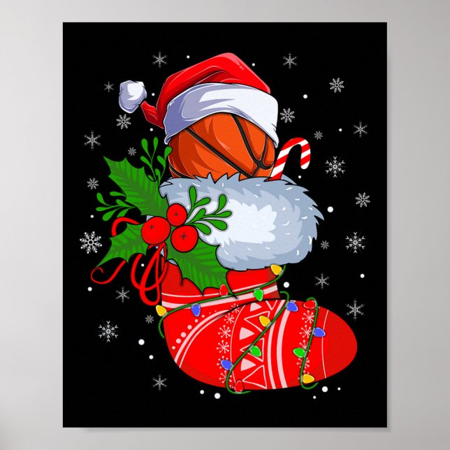 Basketboll i julklapp Santa Basketba Poster (Framsidan)