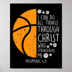 Basketboll i kan göra sak Bible Verse Jesus G Poster