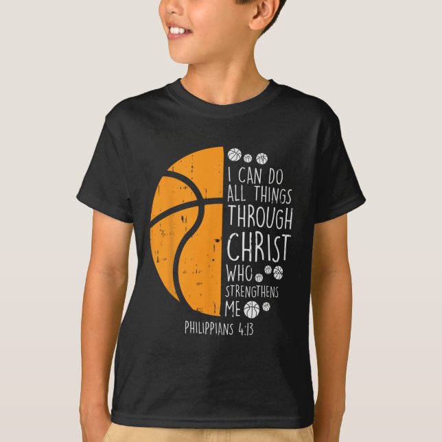 Basketboll i kan göra sak Bible Verse Jesus G T Shirt (Framsida)