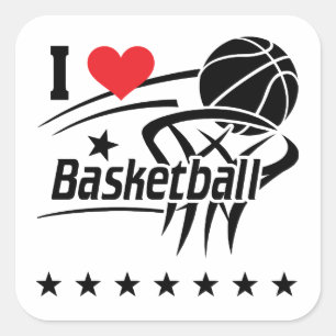 Basketboll, i Kärlek Basketball Fyrkantigt Klistermärke