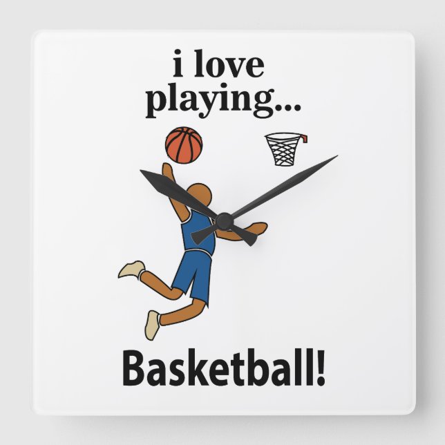 Basketboll I Kärlek spelar basketboll Fyrkantig Klocka (Framsida)