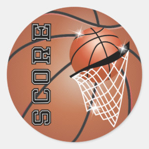 Basketboll i Orange Brown Runt Klistermärke