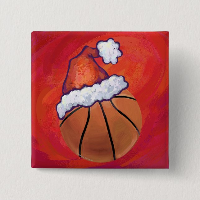 Basketboll i Santa Hat Knapp (Framsida)