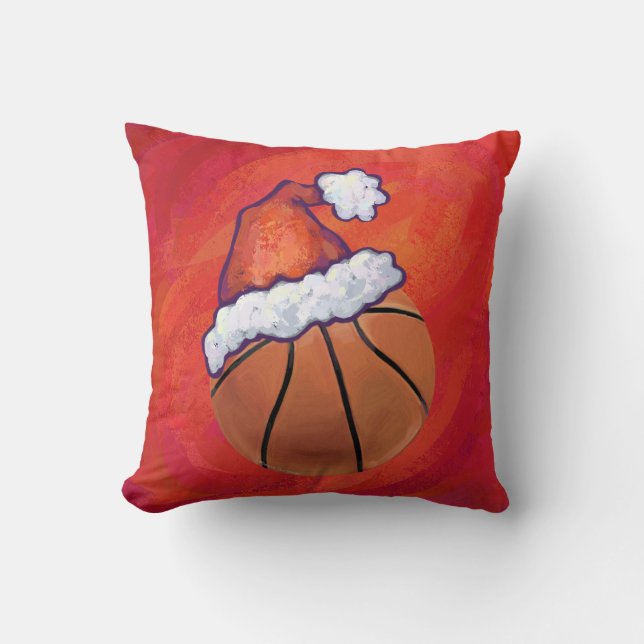 Basketboll i Santa Hat Kudde (Framsida)
