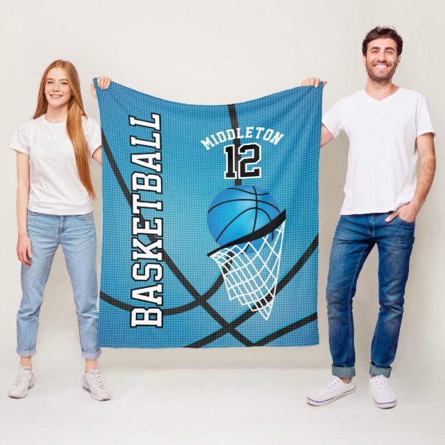 Basketboll 🏀 idrottsdesign i Baby blue Fleecefilt (På plats)