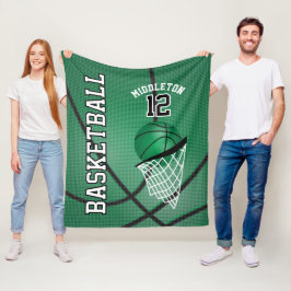 Basketboll 🏀 idrottsdesign i Grönt Fleecefilt