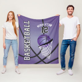 Basketboll 🏀 idrottsdesign i Lila Fleecefilt