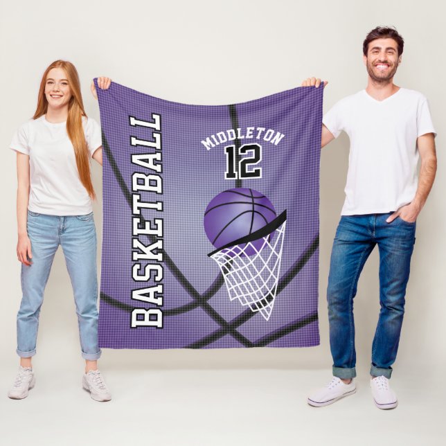 Basketboll 🏀 idrottsdesign i Lila Fleecefilt (På plats)