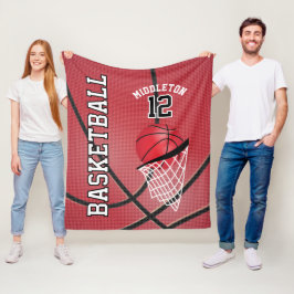 Basketboll 🏀 idrottsdesign i rött fleecefilt