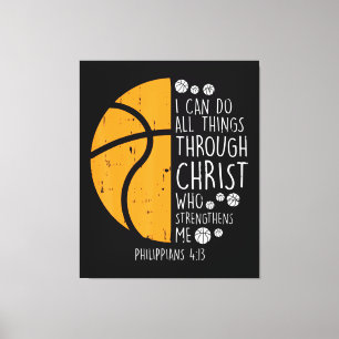 Basketboll jag kan göra Sak Bible Verse Gud Jesus Canvastryck