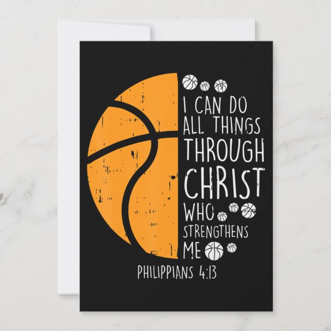 Basketboll jag kan göra Sak Bible Verse Gud Jesus Inbjudningar (Framsida)