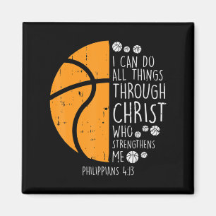 Basketboll jag kan göra Sak Bible Verse Gud Jesus Magnet