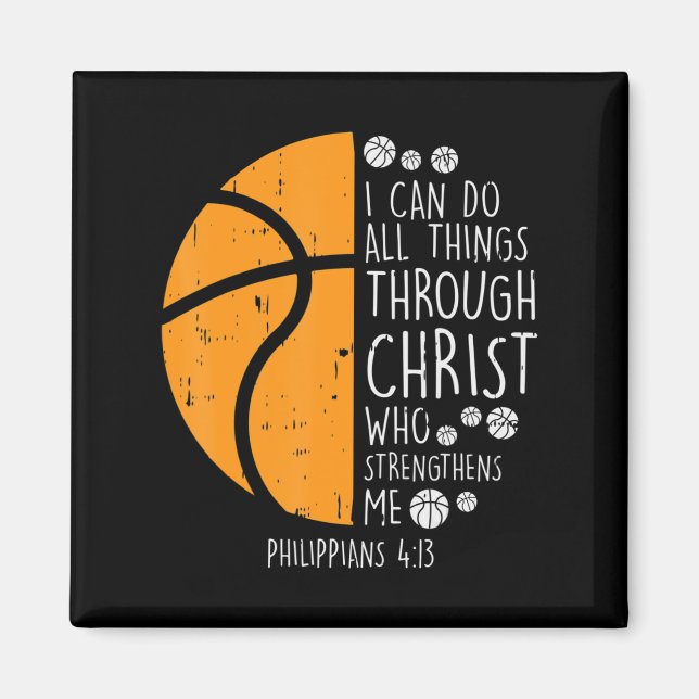 Basketboll jag kan göra Sak Bible Verse Gud Jesus Magnet (Framsidan)